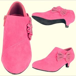 Kids Ankle Boots Suede High Heel Side Bow HDAY102